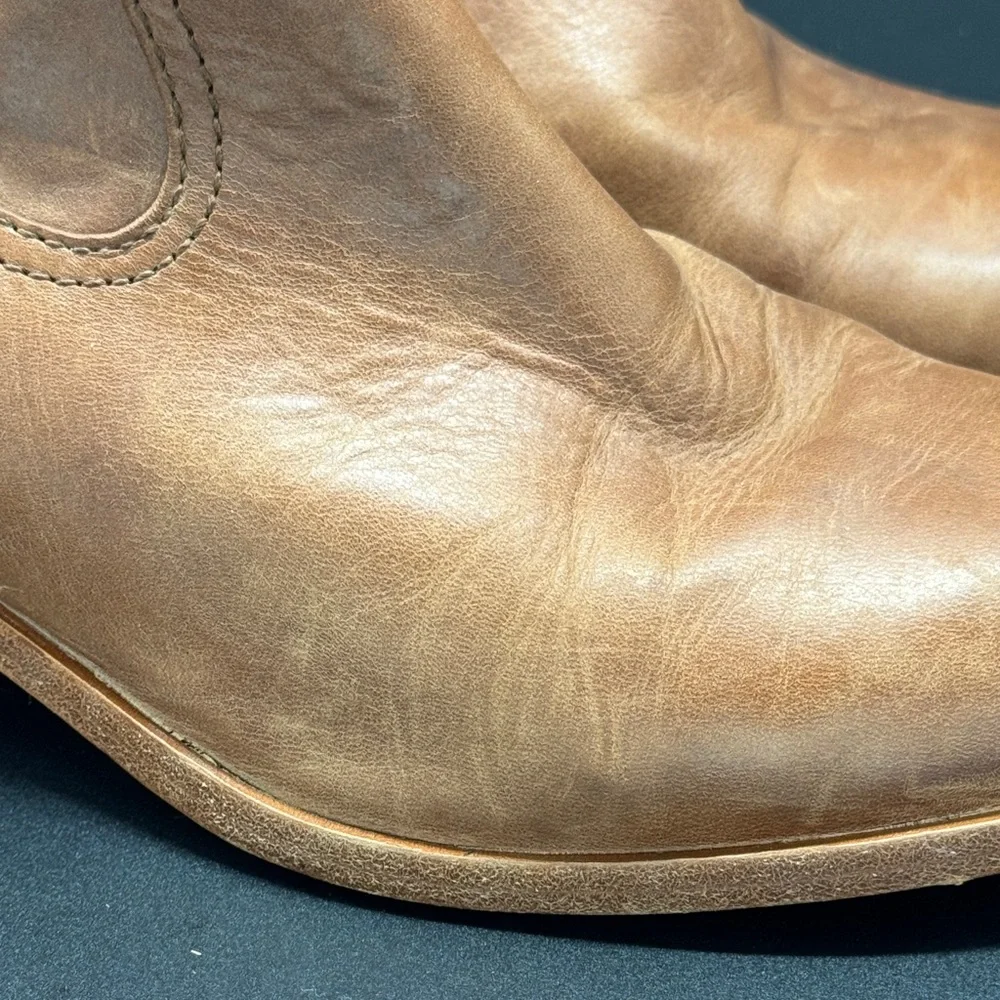 Frye Brown Claire Leather Ankle Booties with Block Heel Sz 9 - Picture 11 of 12